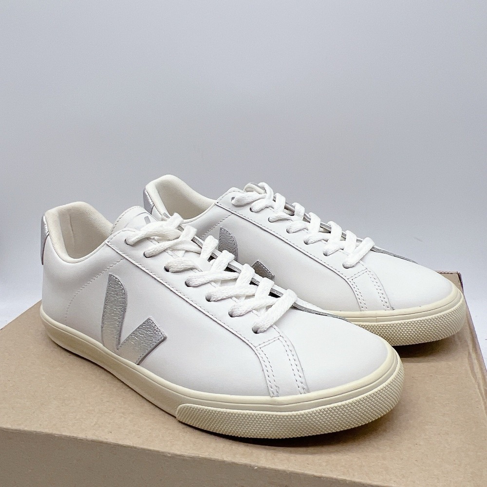 Veja Esplar Women's Fashion Sneakers White Silver Leather Lace Up EU 39 US 8 - Picture 3 of 12